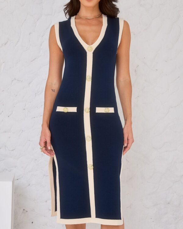 Vestido Fenda Modal Bicolor – Brillaris&Co