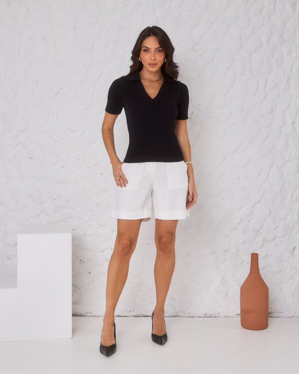 Blusa Modal Canelada Gola V